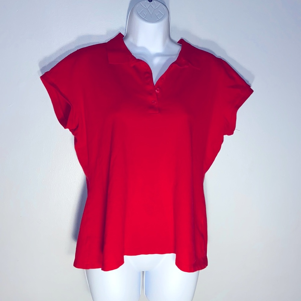 Liz Claiborne polo shirt with cap sleeves.